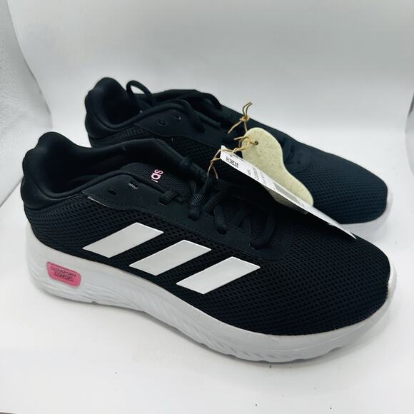 Size 7 - Adidas Women's Cloudfoam Comfy Running Shoes, Black/White/Pink (New) - Picture 3 of 7